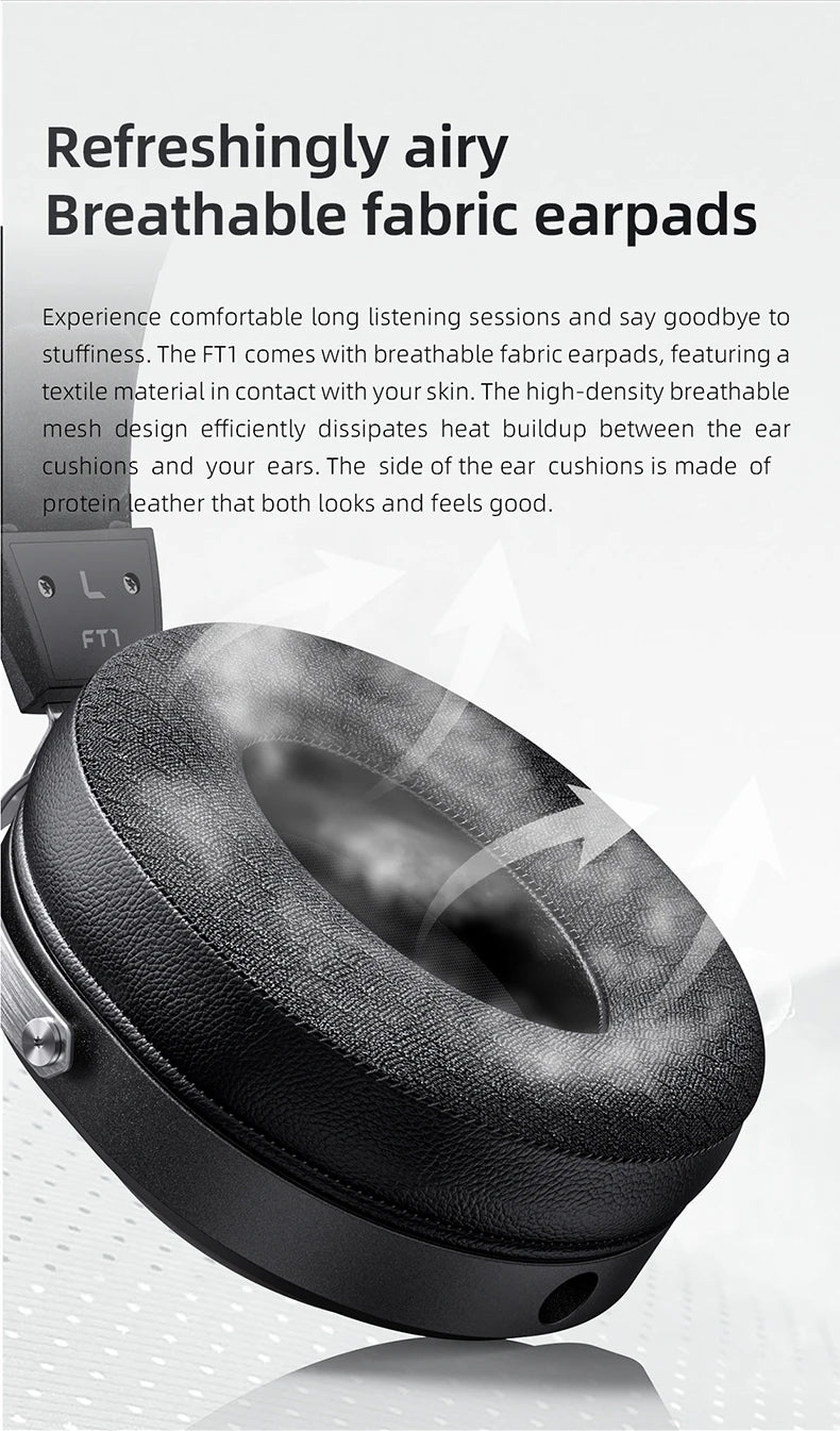 FiiO FT1 Professional Wired HiFi Monitor Headphones – North American Walnut Over-Ear Dynamic Stereo Headset with Leather & Metal Build