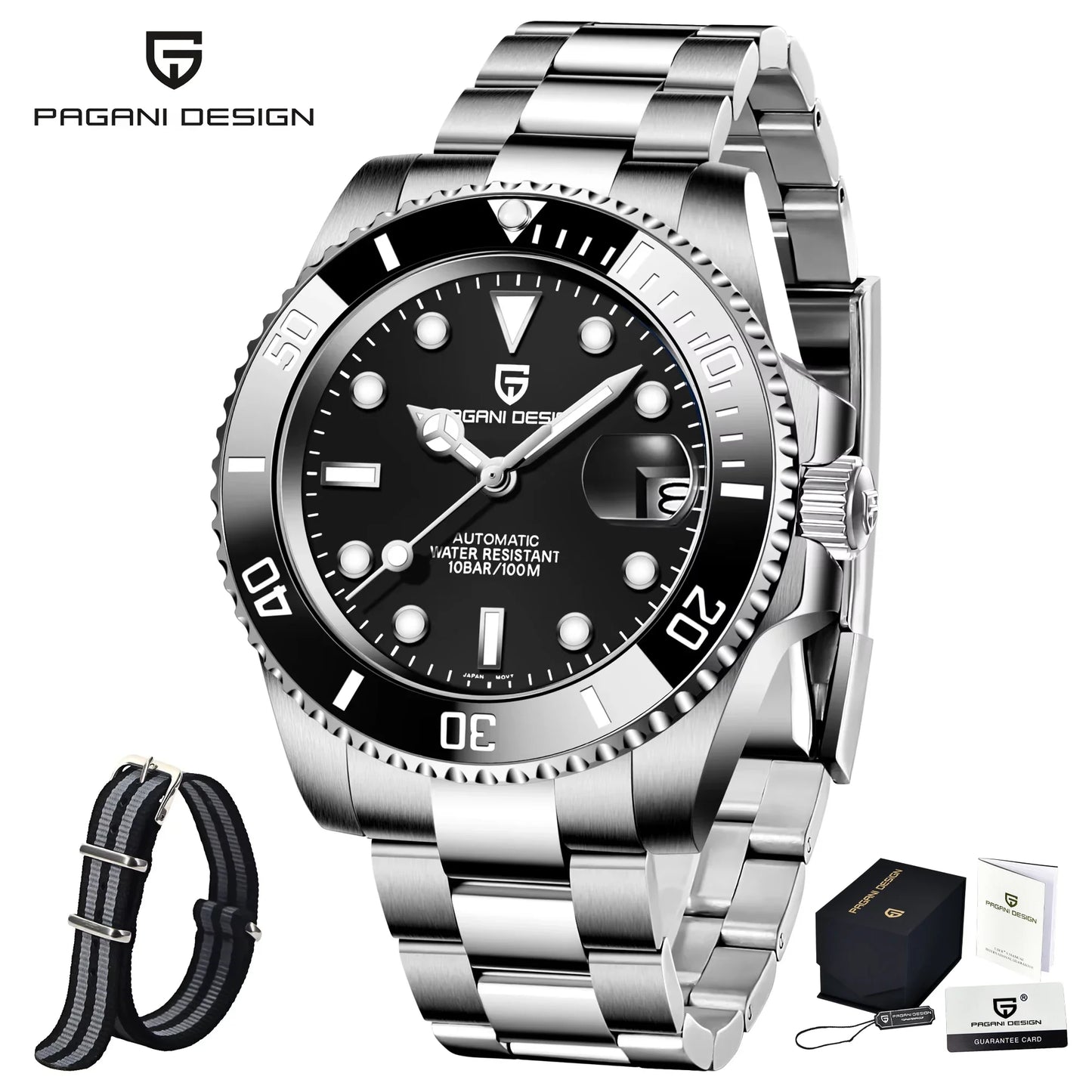 PAGANI DESIGN Men Automatic Mechanical Watch PD1661 8215 Dive Stainless Steel Waterproof Clock Sapphire Reloj Hombre