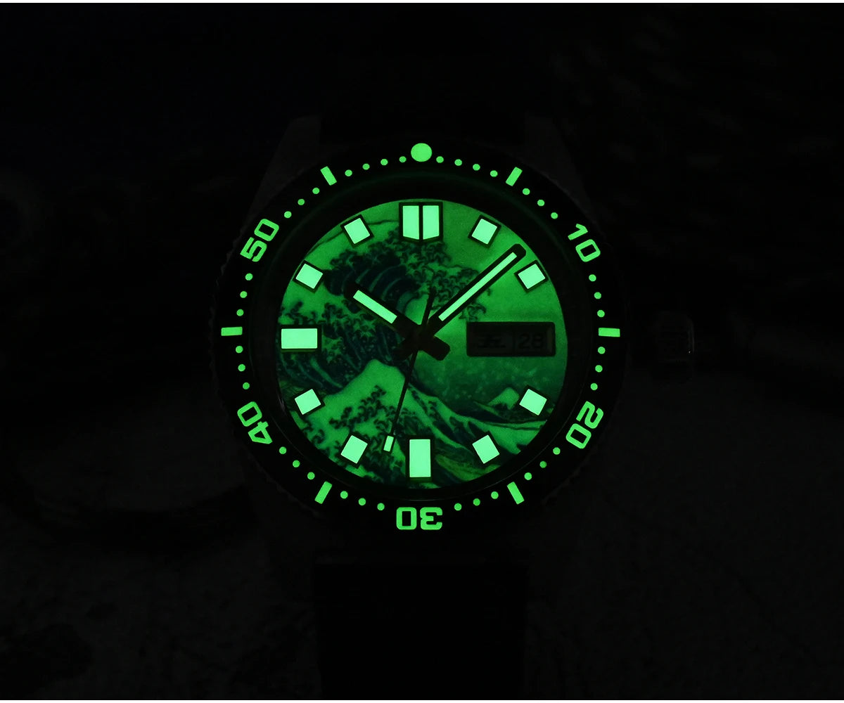 San Martin Official 40mm 62mas V3 Diver Watch For Men Kanagawa Surfing Dial NH35 Automatic Mechanical 20Bar Rubber Strap SN0007