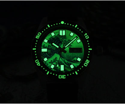 San Martin Official 40mm 62mas V3 Diver Watch For Men Kanagawa Surfing Dial NH35 Automatic Mechanical 20Bar Rubber Strap SN0007