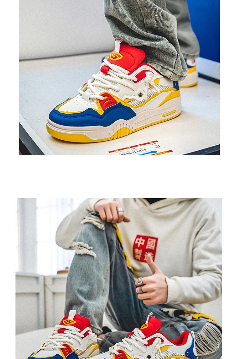 Zapatillas casual de malla para hombre, cómodas zapatillas de running masculinas con cordones, zapatos de skate con plataforma para hombre, zapatillas deportivas para estudiantes