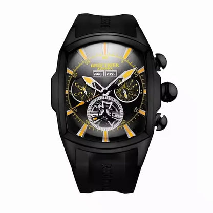 Reef Tiger 316L Stainless Steel Wine Barrel Automatic Watch Fashion Mulitfunction Tourbillon Mechanical Watches for Men RGA3069
