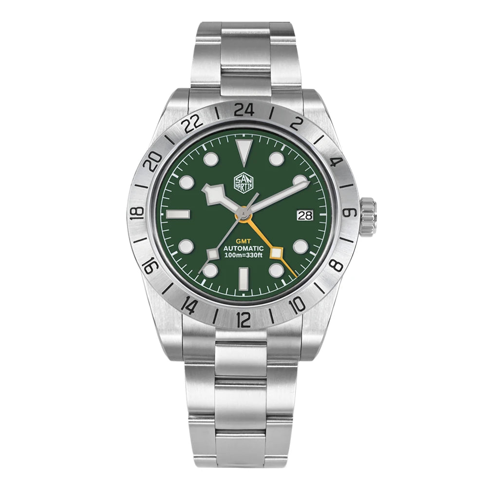 San Martin New 39mm NH34 BB GMT Automatic Mechanical Watch Sport Watch Sapphire Luminous Waterproof 100m for Men Relogio SN0054