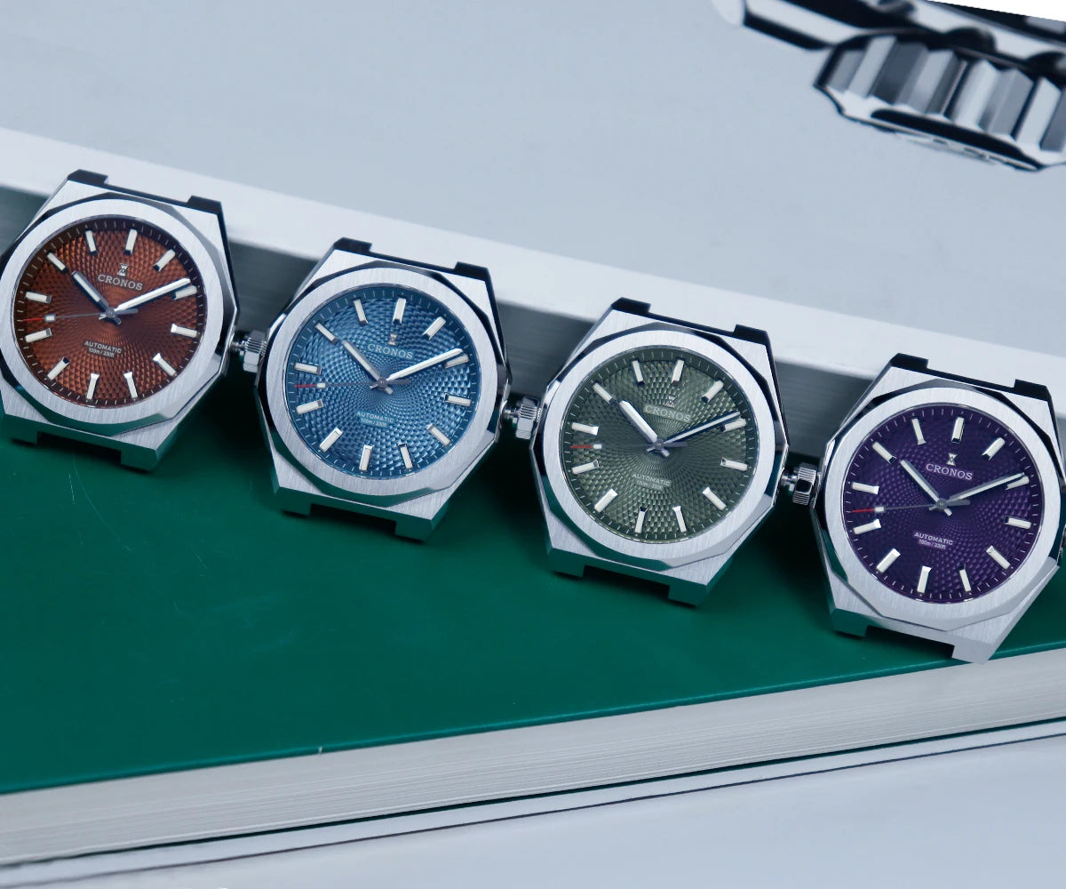 Cronos New Rhombus Perlage 39mm Dial PT5004 Miyota 90S5 See-through Caseback Men Automatic Wristwatches 10ATM Lumious