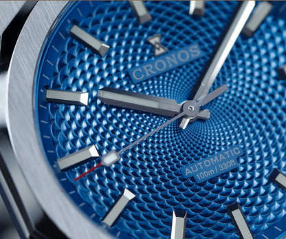 Cronos New Rhombus Perlage 39mm Dial PT5004 Miyota 90S5 See-through Caseback Men Automatic Wristwatches 10ATM Lumious