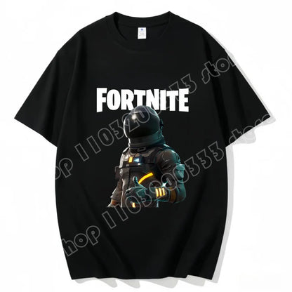 T-shirt Fortnite de gola redonda, unissexo para adulto, moda de dança do jogo, novo, em algodão puro, manga curta, perfeito para uso casual e férias