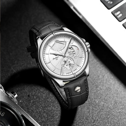 POEDAGAR Quarz-Armbanduhr für Herren – Business-Stil, luxuriös, wasserdicht, beleuchtet, mit Datumsanzeige und Lederarmband – Elegante Herrenuhr
