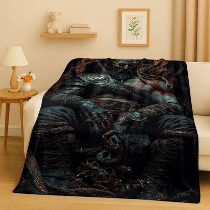 3D Kratos God of War Games Cartoon Gamer Flannel Blanket,Ultra Soft Warm Plush Throw for Home Bedroom Bed Sofa Cover Picnic Kids