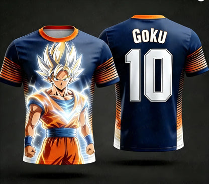 New Dragon Ball Z NO.10 Goku Anime Football Jersey 2026 Summer Plus Size Breathable Jersey Cosplay Short Sleeve T-shirt Y2k