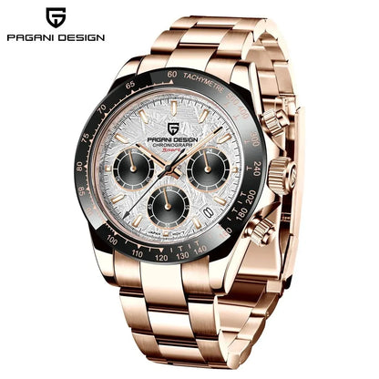 PAGANI DESIGN 2025 New Men's Watches Luxury Rose Gold Quartz Watch For Men 100M Waterproof Sports Chronograph Wristwatch Men
