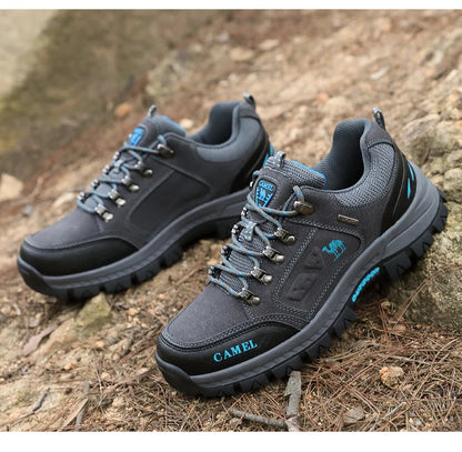 Classic Black Men's Hiking Shoes Outdoor Low-Cut Climbing Walking Shoes Trekking Sneakers Non-Slip Mountaineering Shoes for Men