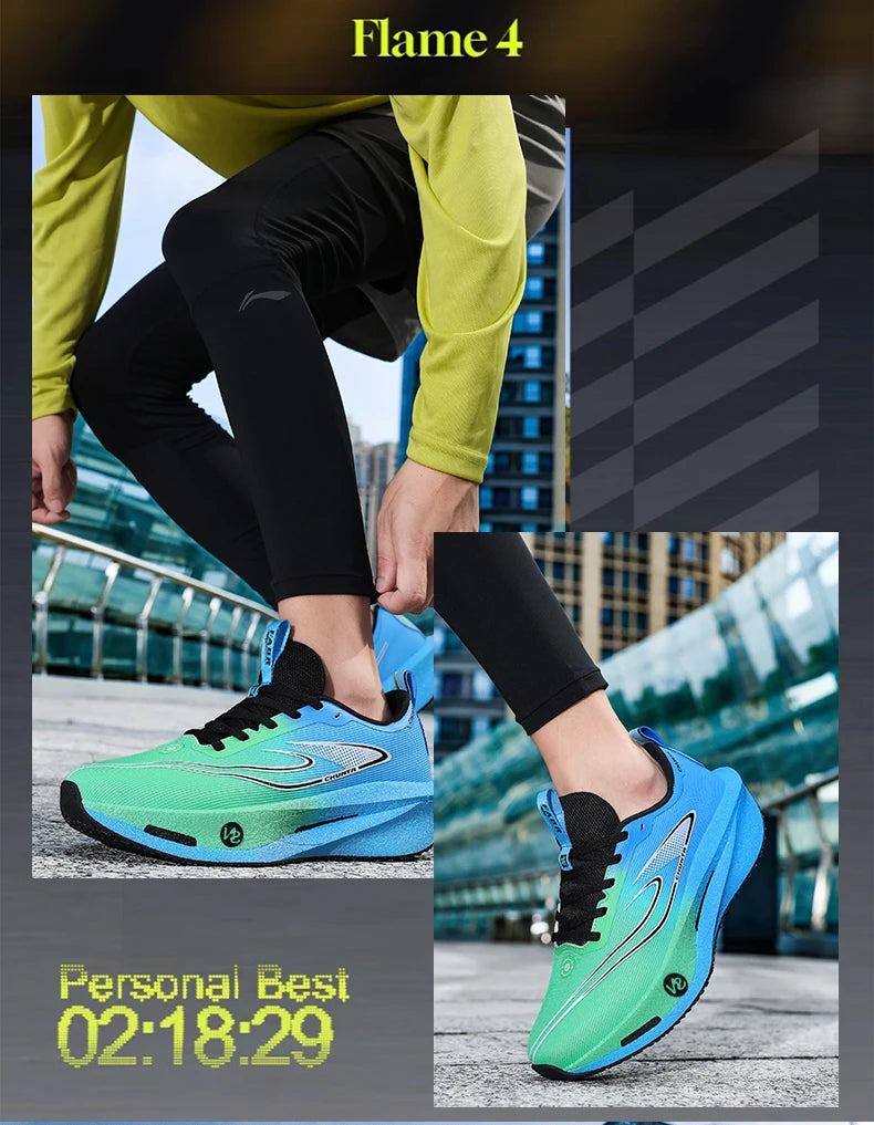 Carbon plate men's and women's anti-slip running shoes, professional marathon sports breathable mesh CHUNTA sports shoes