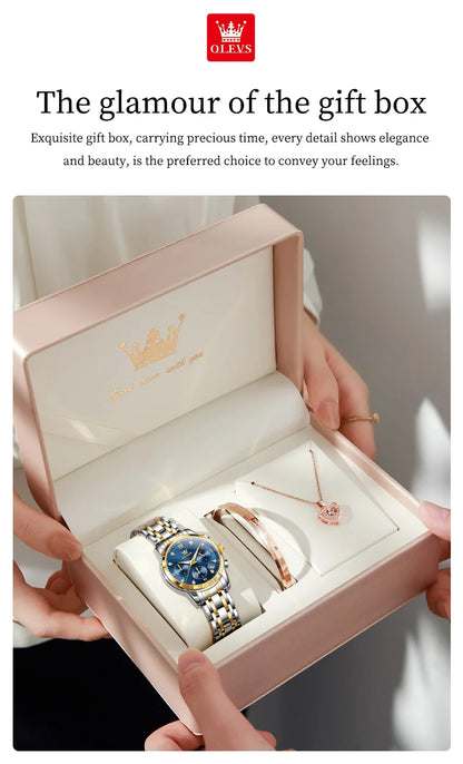 OLEVS 2858 Women Watch Luxury Brand Quartz Watch Waterproof Luminous Date Chronograph Women Bracelet Dress Diamond Watch Reloj