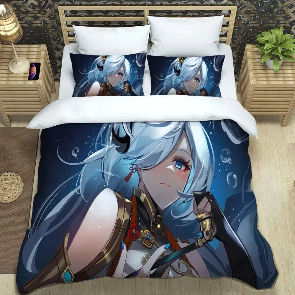 Anime Genshin Impact Bedding Set Boys Girls Twin Queen Size Duvet Cover Pillowcase Bed Kids Adult Fashion Home Textile
