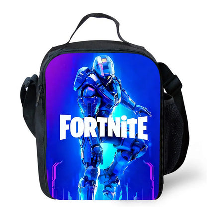 Cartoon FORTNITE Insulated Cooler Lunch Bag, Cute Portable Lightweight Picnic Bag for Boys & Girls Ages 5-10, Kids Daily Food Bag