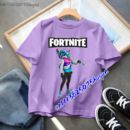Fortnites Children T-shirts Game Cartoon Printed Figures Fortress Night Tees Game Short Sleeves Tops Summer Boys Girls Clothes