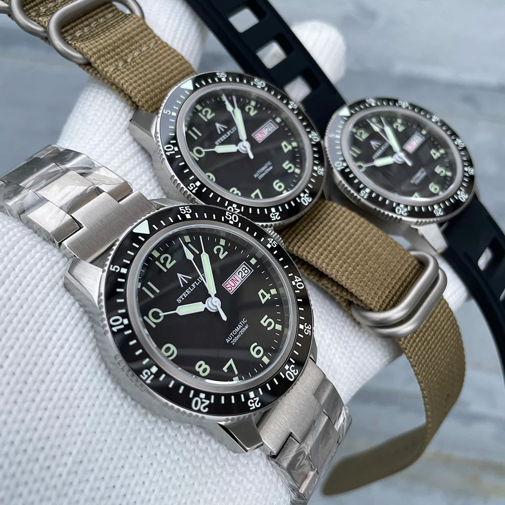 STEELFLIER Official SF787 Dive Luxury Wristwatches Double Calendar NH36 Movement Super Luminous 200M Waterproof Mechanical Watch