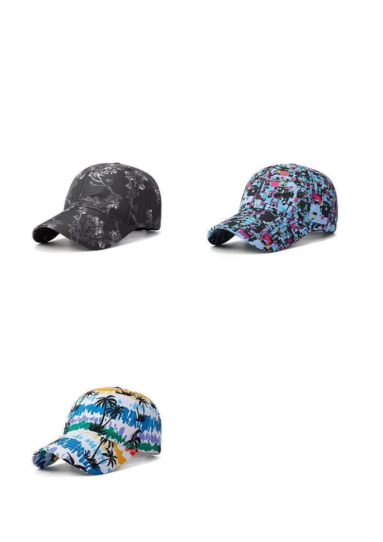 Sommer-Baseballkappe mit Graffiti-Motiv und Leuchtelementen, Unisex, Outdoor-Sonnenschutz, modische Sportkappe, lässige Duckbill-Kappe
