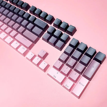 Keycap RGB gamer retroilluminati a gradiente per tastiera meccanica con switch MX, profilo OEM, PBT bianco e blu, layout ISO, tasti fai da te