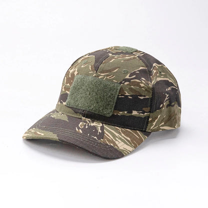 Spring Camo Baseball Cap - Tactical Military Snapback with Hook & Loop Patch Unisex Breathable Sun Hat Outdoor UV Protection