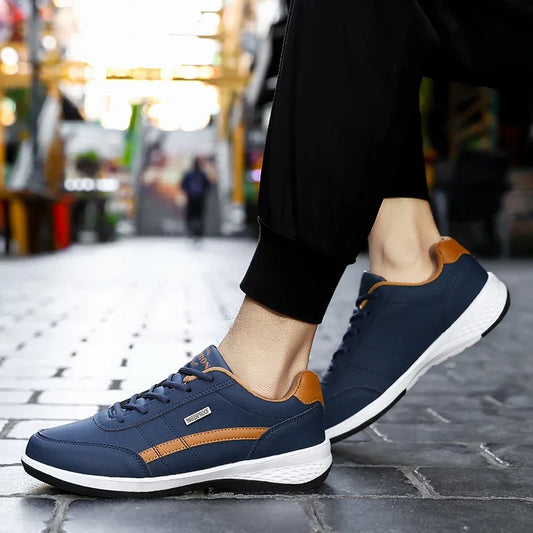 Leather Sneakers for Men, Casual Shoes, Soft Bottom, Outdoor Walking Shoe, Sports, Four Seasons