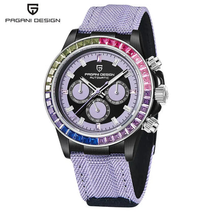 PAGANI DESIGN Luxury Men's Mechanical Watch 40mm Multifunctional Timing Watch Rainbow Bezel Sapphire Glass Men's Watches PD1732