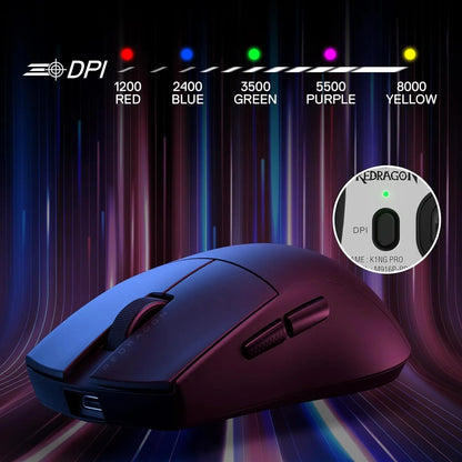 Rato Gaming Sem Fios Redragon M916, Ultra-Leve 49G, 8K DPI, 2.4G, com Design Ergonómico de Pega Natural