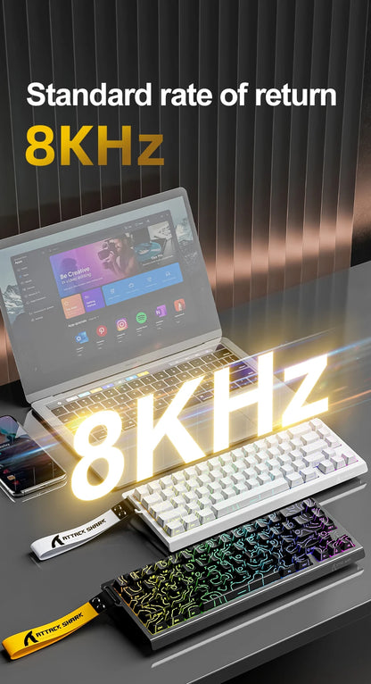 Teclado mecânico magnético ATTACK SHARK X68HE X68Pro He para gaming profissional, acionamento rápido de 0.01mm, 8000Hz, SOCD/Rs, 0.125ms, taxa de 128K