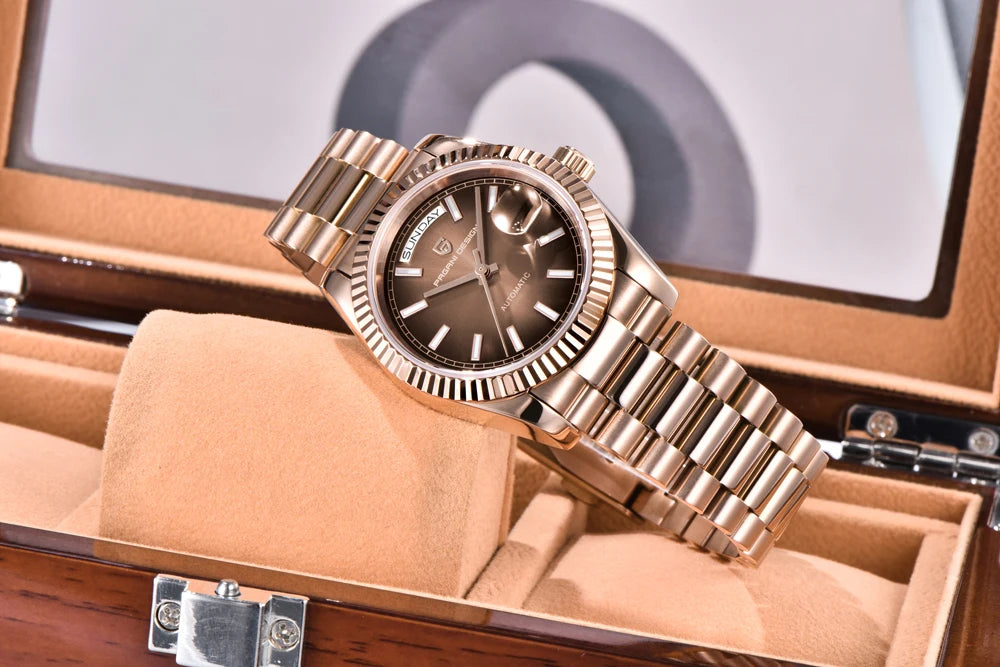 2026 New PAGANI DESIGN Rose Gold Luxury Men's Watches Automatic Mechanical Watch For Man AR Sapphire Waterproof Date Men Clock