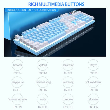 Teclado gaming USB con cable y retroiluminación, teclado gamer de 104 teclas para ordenador/portátil/PC, diseño ergonómico, accesorio gaming para oficina