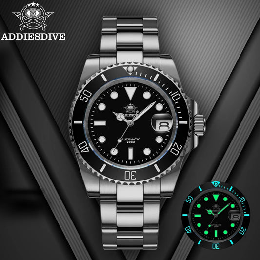 Relógio automático de luxo para homem ADDIESDIVE 8215, relógio mecânico luminoso BGW9 com vidro de safira, relógio de mergulho analógico para homem AD2503