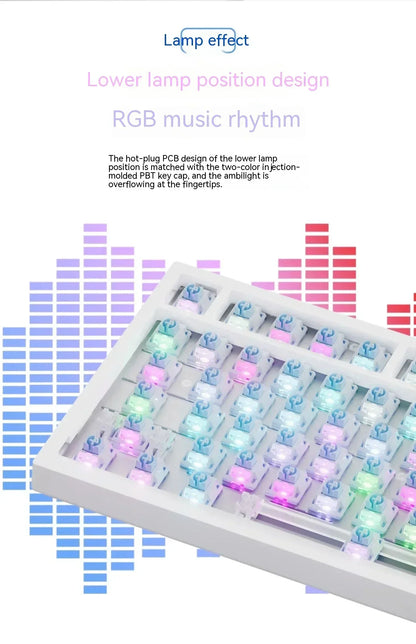 Ajazz AK820 Professional Mechanical Keyboard TFT Screen Multifunctional Knob Game Keyboard 3 Mode Hot Plug RGB Pad Office Gift