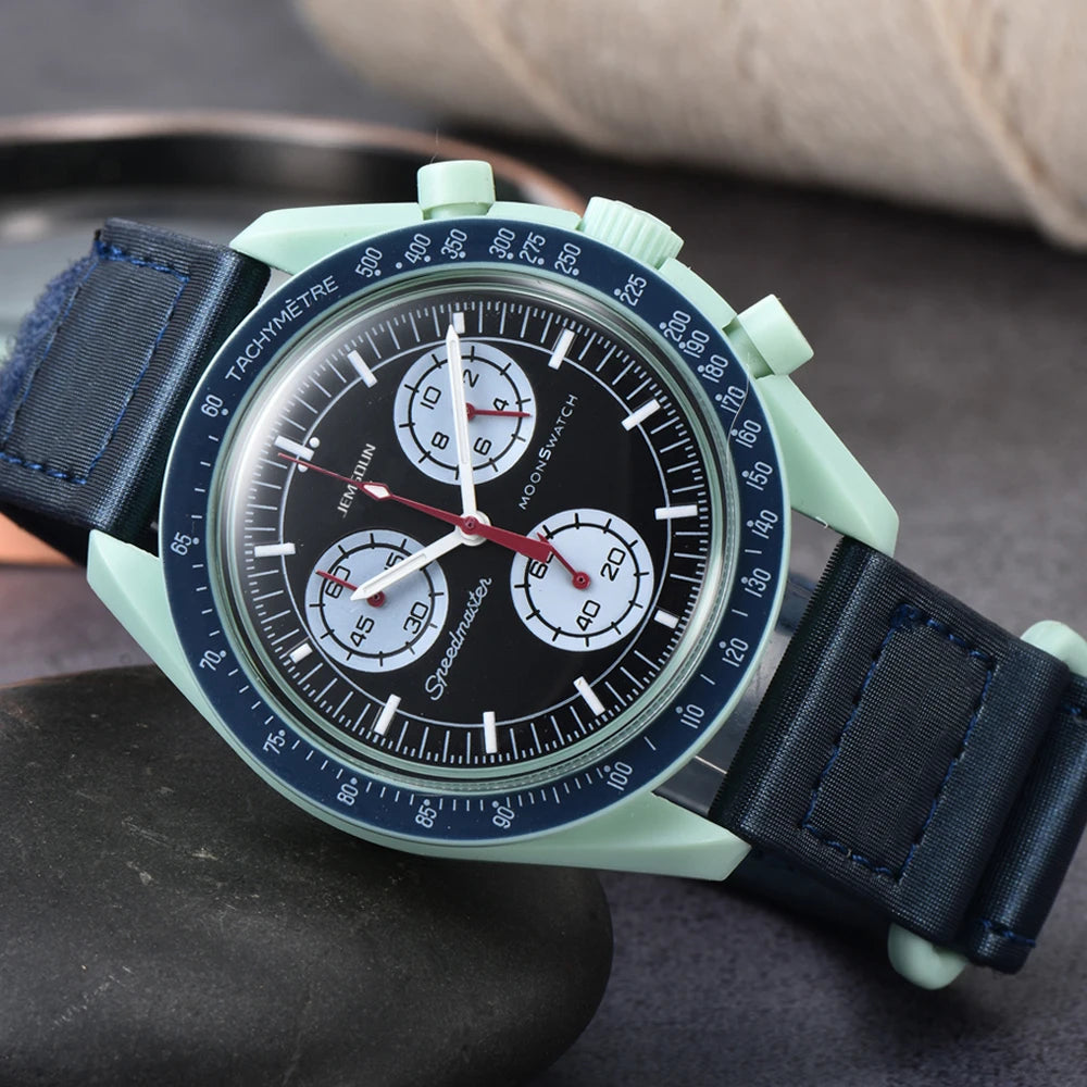 Original Brand Quartz Watches Multifunction Plastic Case Moonwatch For Mens Ladies Chronograph Explore Planet AAA Clocks