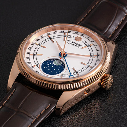 Sugess 40mm Men's Moonphase Automatic ST2108 Movement Sapphire Crystal Mechanical Wristwatch Waterproof Date 2024 New