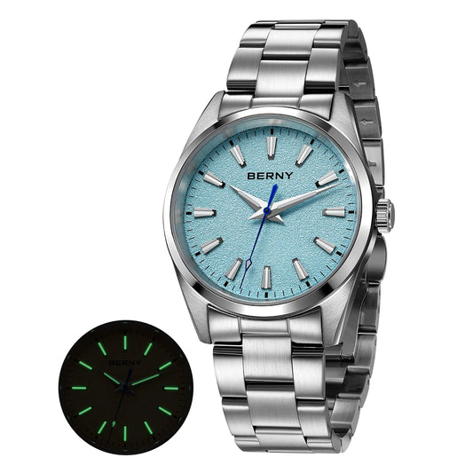 BERNY Men's Watch Luminous AR Sapphire 10ATM Classic  Dress Business Quart Watches for Men Fashion Casual Wristwatch