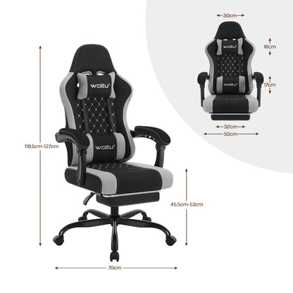 WOLTU Massage Gaming Chair Ergonomic Gamer Chair with Footrest, Lumbar Support, Adjustable Headrest, Swivel Computer Office Chair