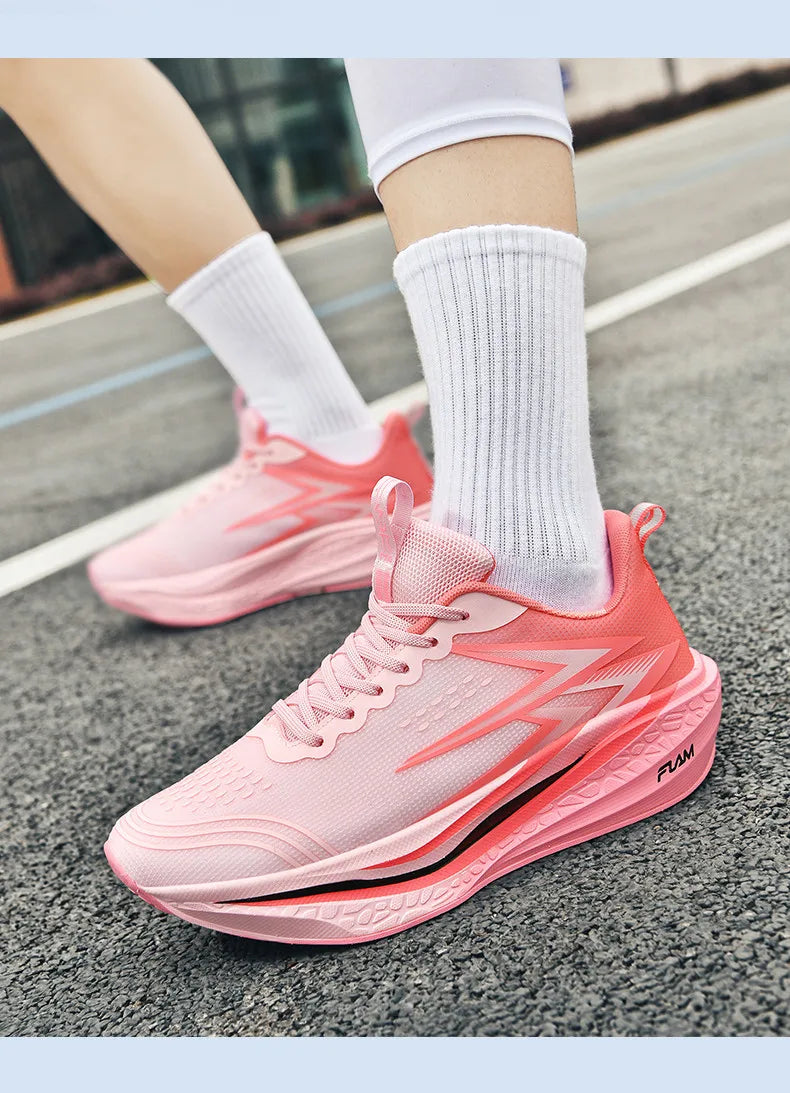Ténis de corrida com placa de carbono para maratona, para homem e mulher, desportivos, respiráveis, leves, confortáveis e antiderrapantes