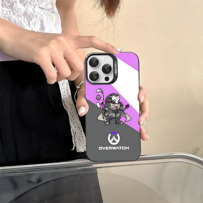 Capa para Telemóvel Game O-Overwatch em Estilo Pixel para iPhone 17 16 15 14 13 12 11 Pro MAX, Traseira Mate Antichoque e Anti-Queda