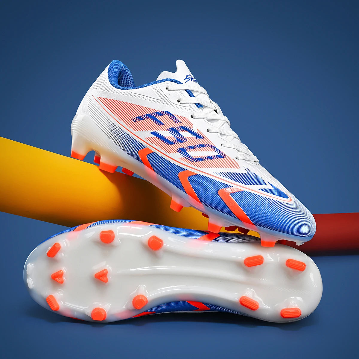 Lightweight AG/FG Soccer Cleats PU Fabric Sweat-Absorbent Upper TPU Non-slip Sole Durable Boys Girls Football Training