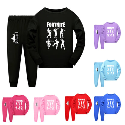 Conjunto de Pijama Fortnite New Kids de Outono para Bebé Menina, Top de Manga Comprida e Calças, 2 Peças, Roupa de Dormir Diária para Rapaz Adolescente 1006