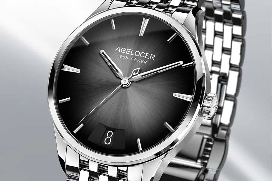 AGELOCER Original Budapest Watch Men's Vogue Formal Big Calendar Automatic Mechanical Watch Birthday Gift for Men
