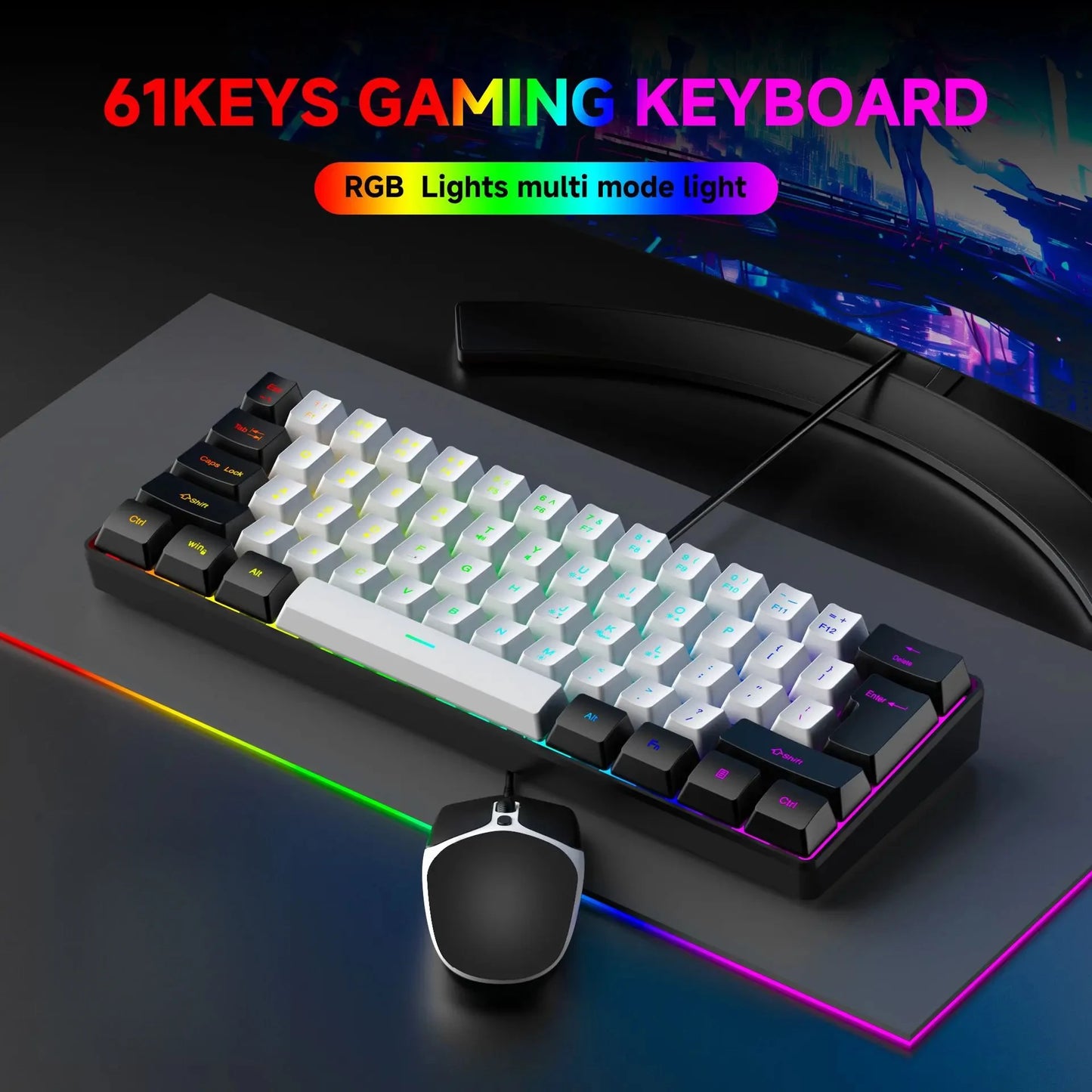 2026 New Best-Selling Portable Wired Mini-Mechanical Keyboard K61 Mini-Keyboard, Suitable For Playing Games, Compact And Convenient