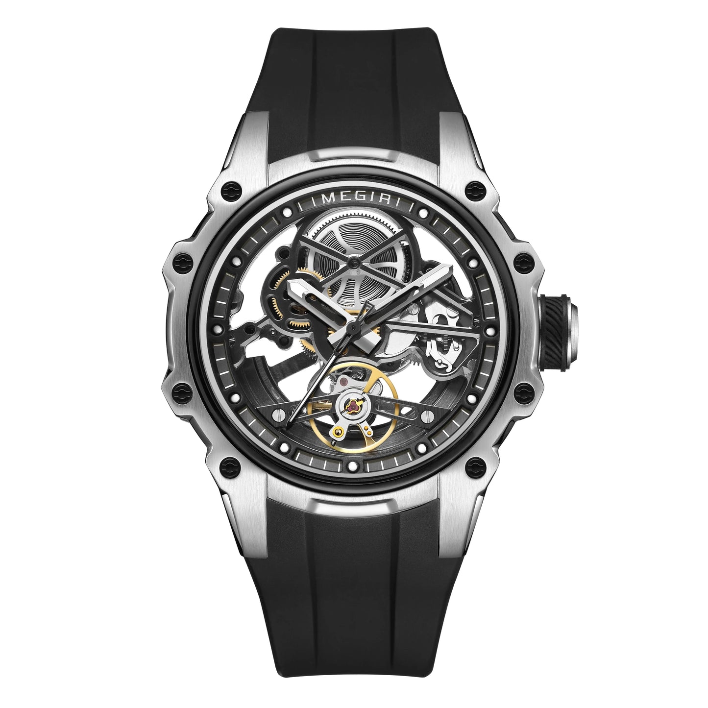 MEGIR Fashion Men's Full Automatic Watches Hollow Out Luminous Sports Mechanical Watch Waterproof Wristwatches Reloj Hombre 2243
