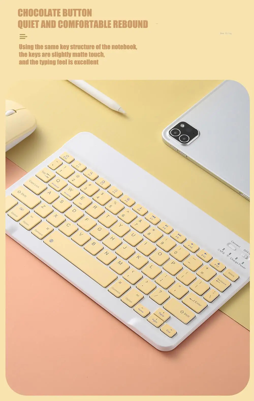 Spanish Russian Arabic Korean Portable 10 Inch Wireless Keyboard and Keyboard Set for iPad Samsung Tablet Laptop iOS Android