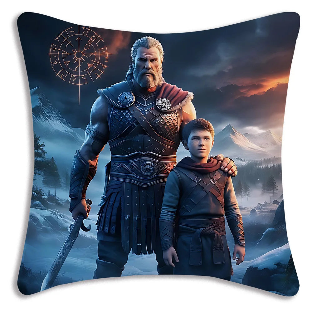 Pillow Covers Cartoon Game G-God of War R-Ragnaroks Sofa Decorative Home Double-sided Printing Short Plush Cute Cushion Cover