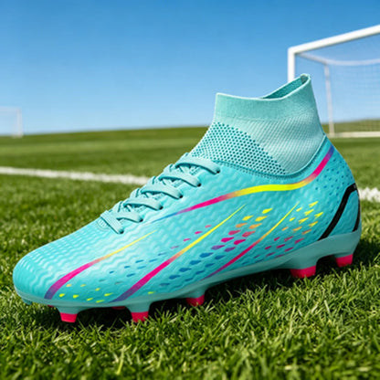 Chaussures de football pour adultes, adaptées à de multiples terrains, avec crampons AG FG, tissu en PU respirant, semelles antidérapantes en TPU, idéales pour l'entraînement et les petits tournois sur gazon.