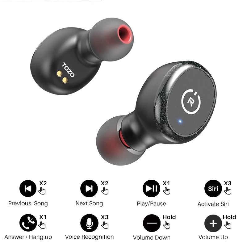 TOZO T10 Bluetooth 5.3 Earphones ,Wireless Headphones , AI Enhanced Calling With Deep Bass, IPX8 Waterproof Earbuds ,45H Play