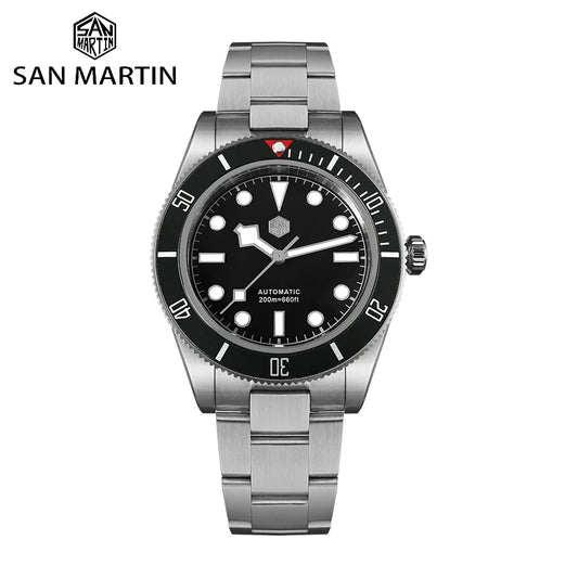 San Martin 40mm Retro Luxury Diver Watch NH35 Automatic Mechanical Watches for Men with Sapphire 200m Waterproof Luminous SN0008
