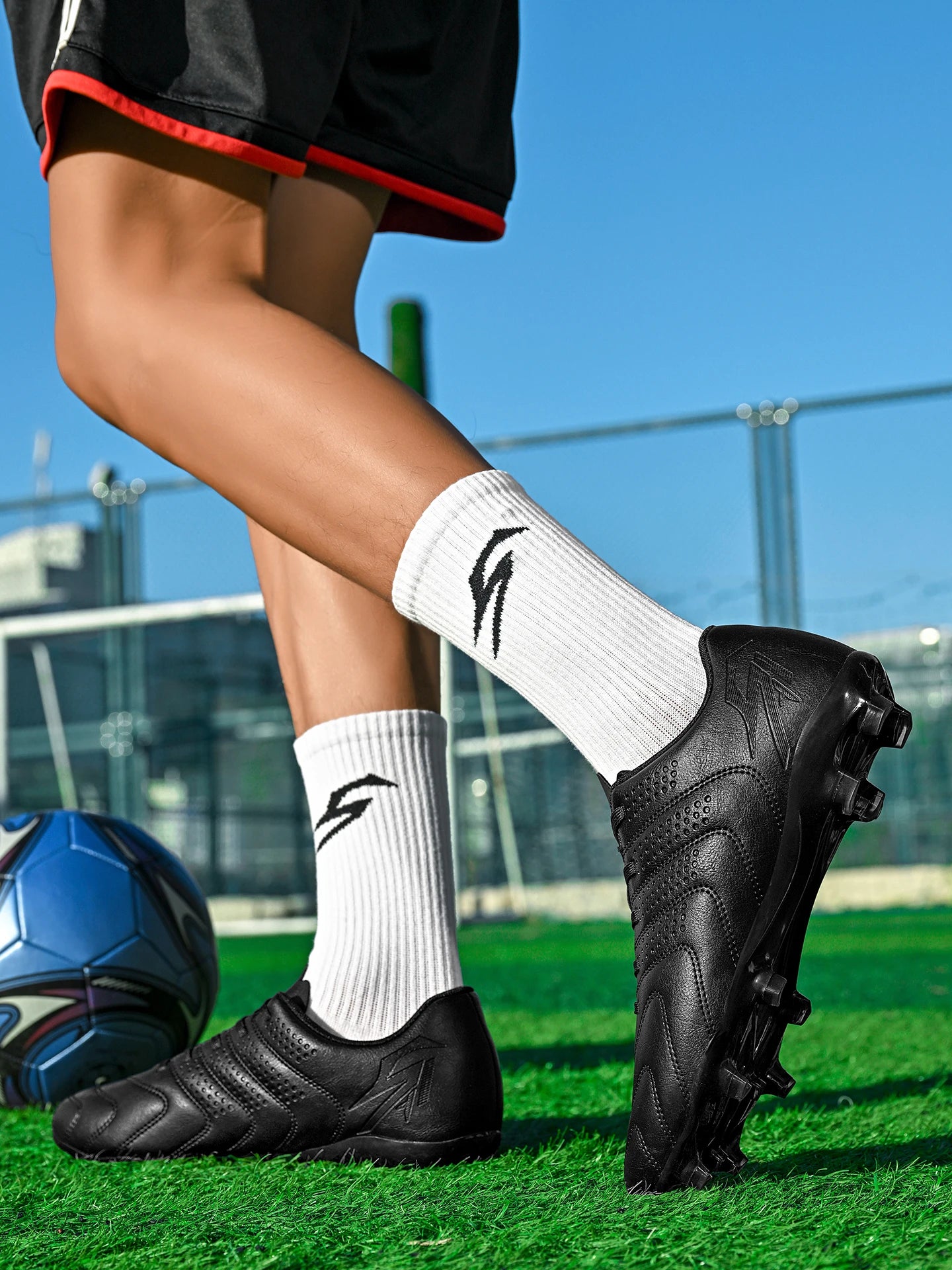 Sport Field AG/FG Soccer Cleats, PU Fabric Sweat-Wicking Upper, TPU Wear-Resistant Sole, Sturdy Durable for Men Women Kids