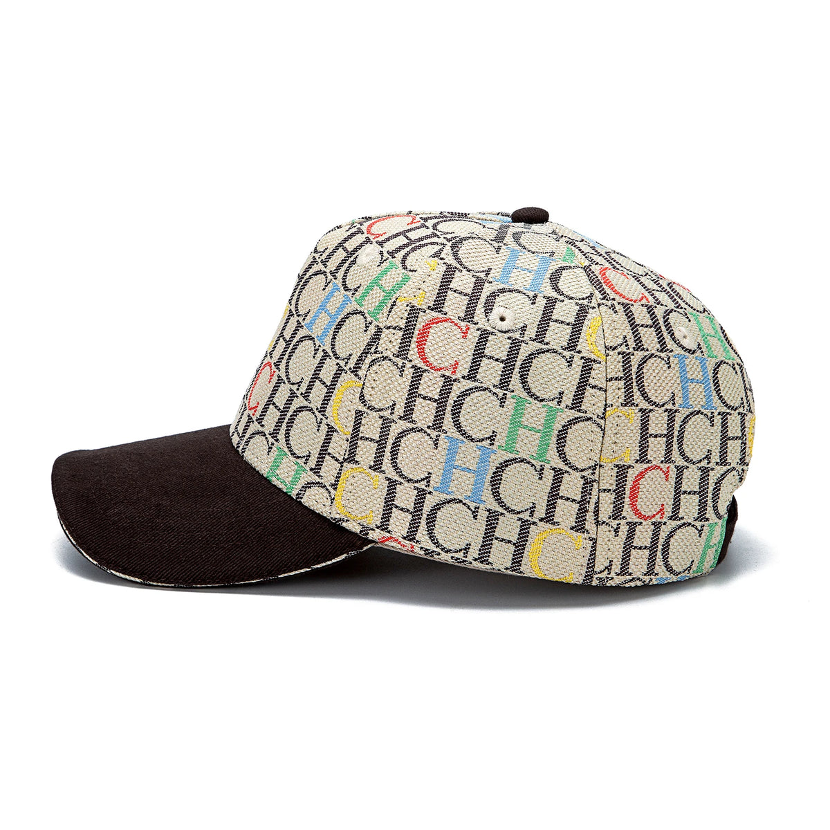 Șapcă de baseball cu imprimeu monogramă CH, structurată, ajustabilă, unisex, tip „dad hat”, cu vizieră de soare, stil streetwear, din țesătură neagră, șapcă casual